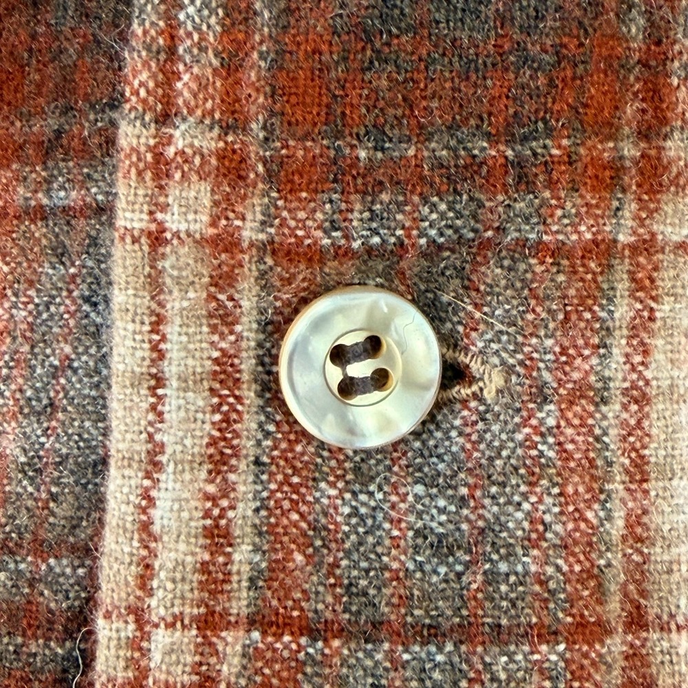 VTG 70s Pendleton Board Shirt Mens S-M Rust Plaid Long Sleeve Loop Collar USA - Picture 5 of 14